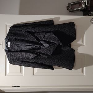 Calvin Klein Women Jacket Size 10 ANIMAL PRINT black LONG open front MEDIUM